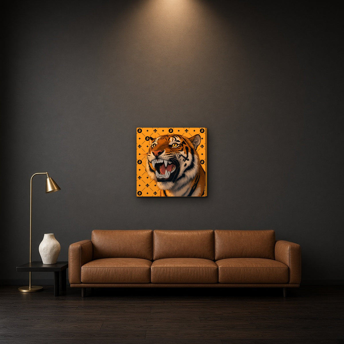 Bitcoin NOLA Tiger Canvas (in room)