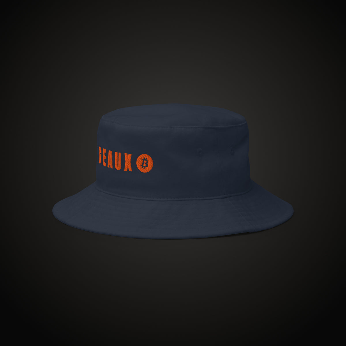 GEAUX ₿ Bucket Hat in Navy, angled
