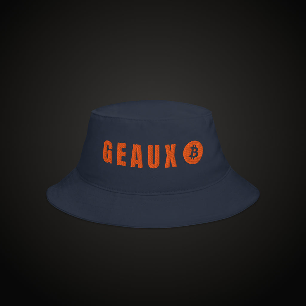 GEAUX ₿ Bucket Hat in Navy, front