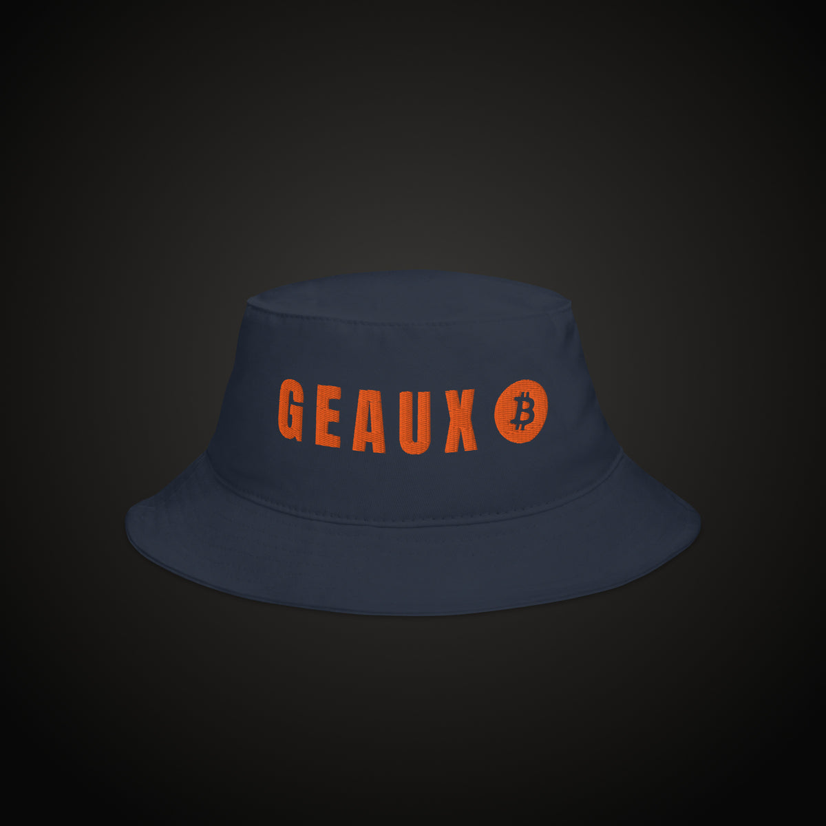 GEAUX ₿ Bucket Hat in Navy, front