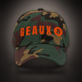 GEAUX ₿ Dad Hat in Green Camo, straight-on