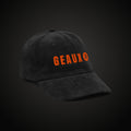 GEAUX ₿ black corduroy cap with orange embroidery