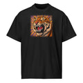 Purple Reign Tiger Tee on black heavyweight box tee