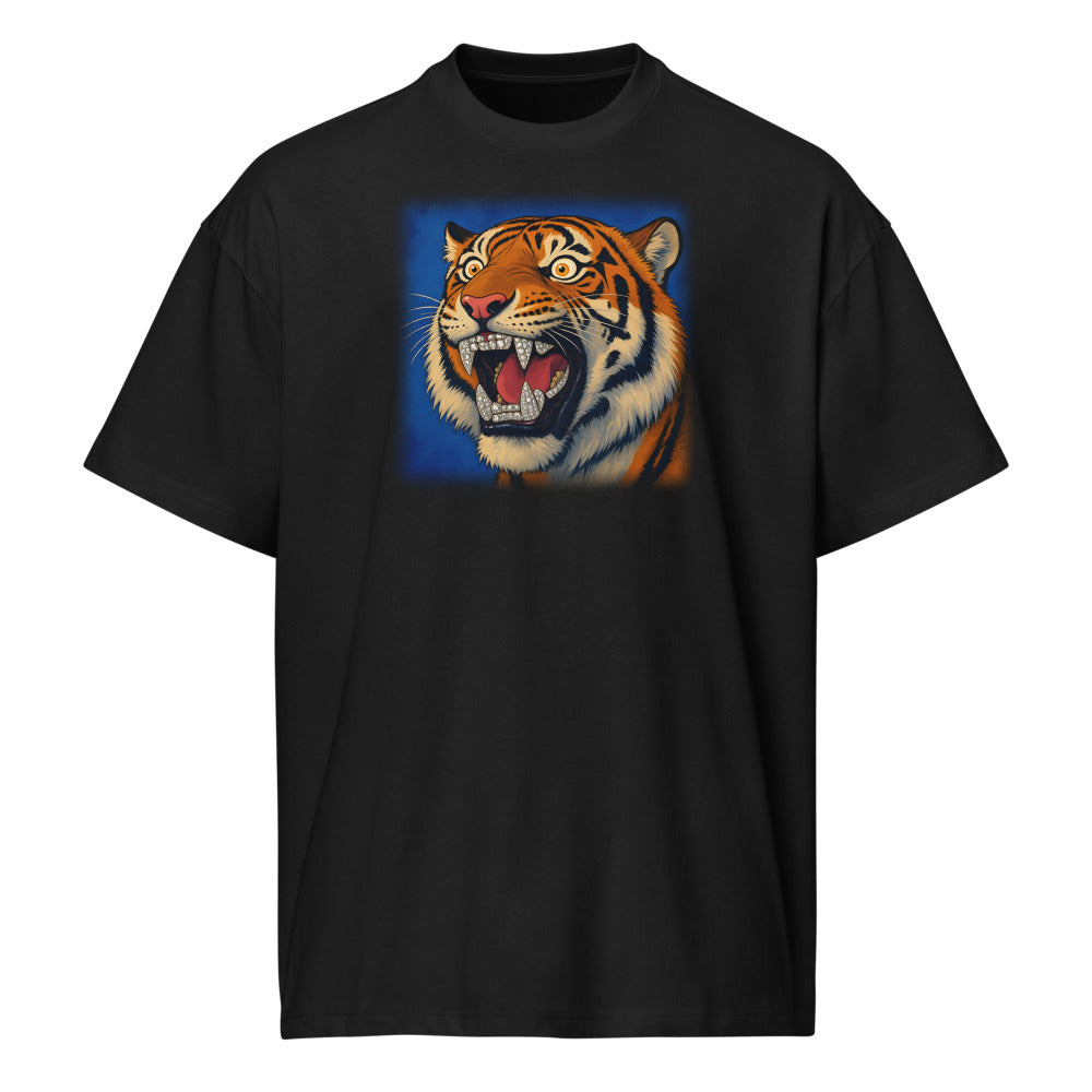 Blue Hour Tiger Tee on black heavyweight box tee