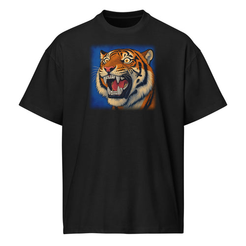Blue Hour Tiger Tee on black heavyweight box tee