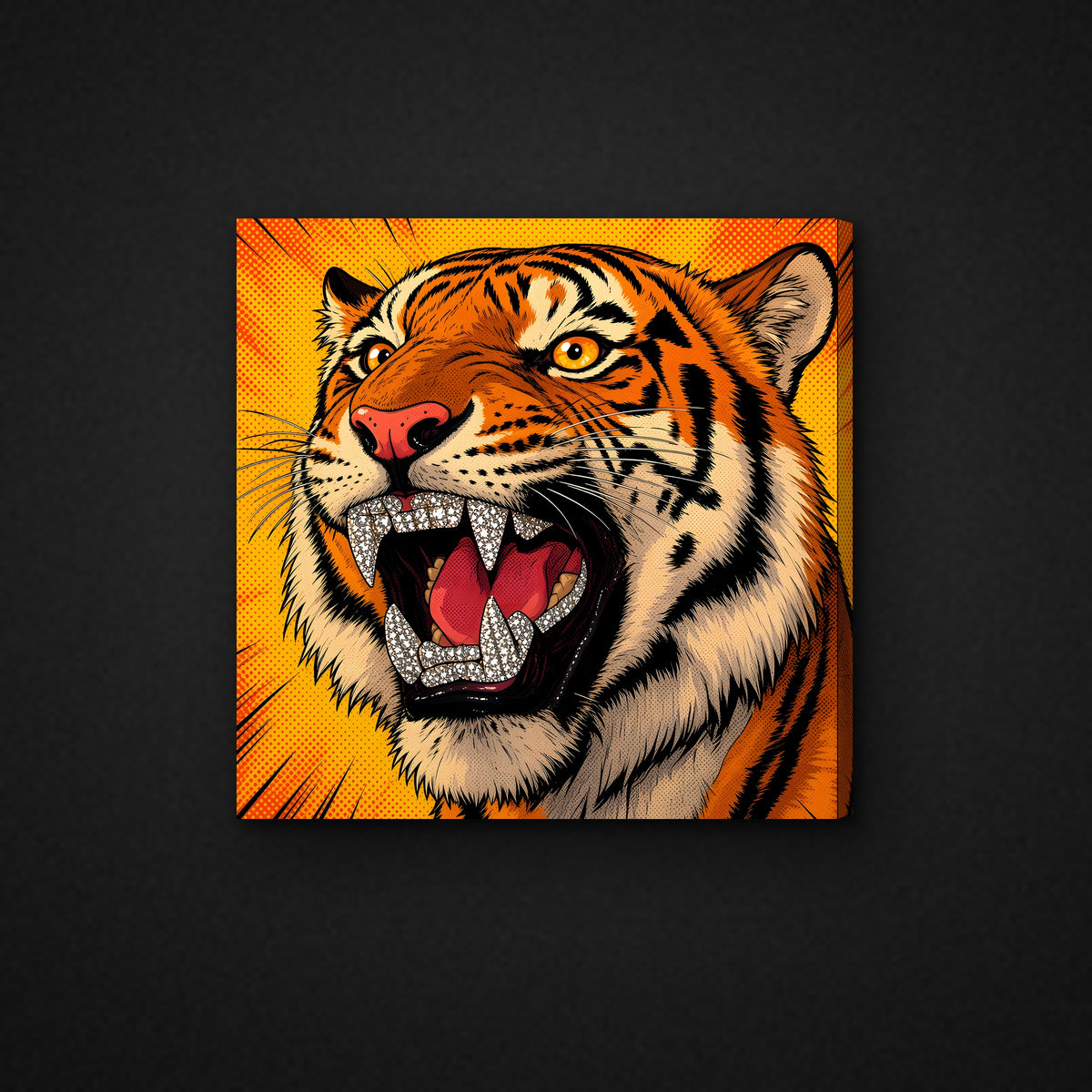 Orange Pop Tiger Canvas — 24×24