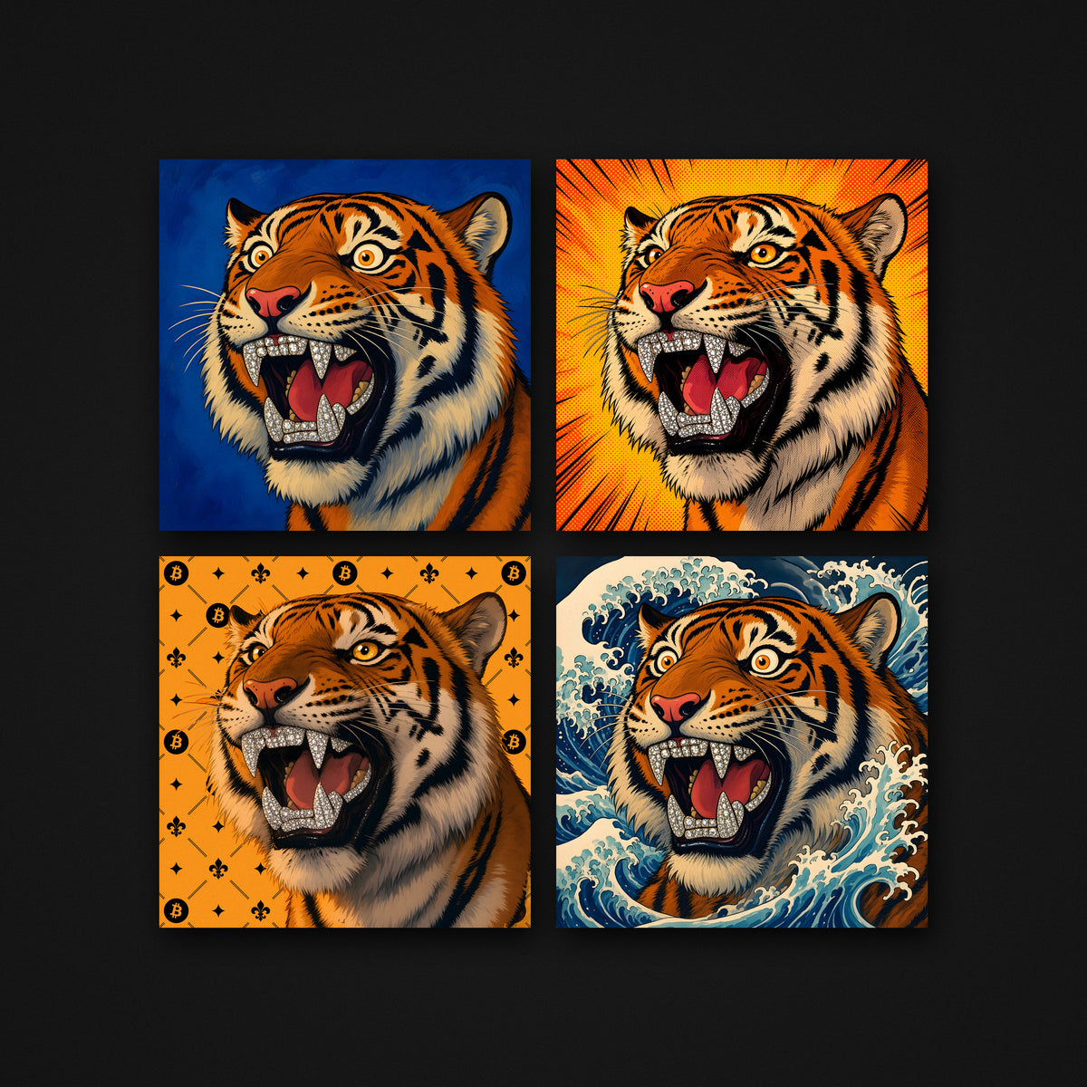 Blue Hour Tiger Canvas, 2x2 grid of the 21 Collection