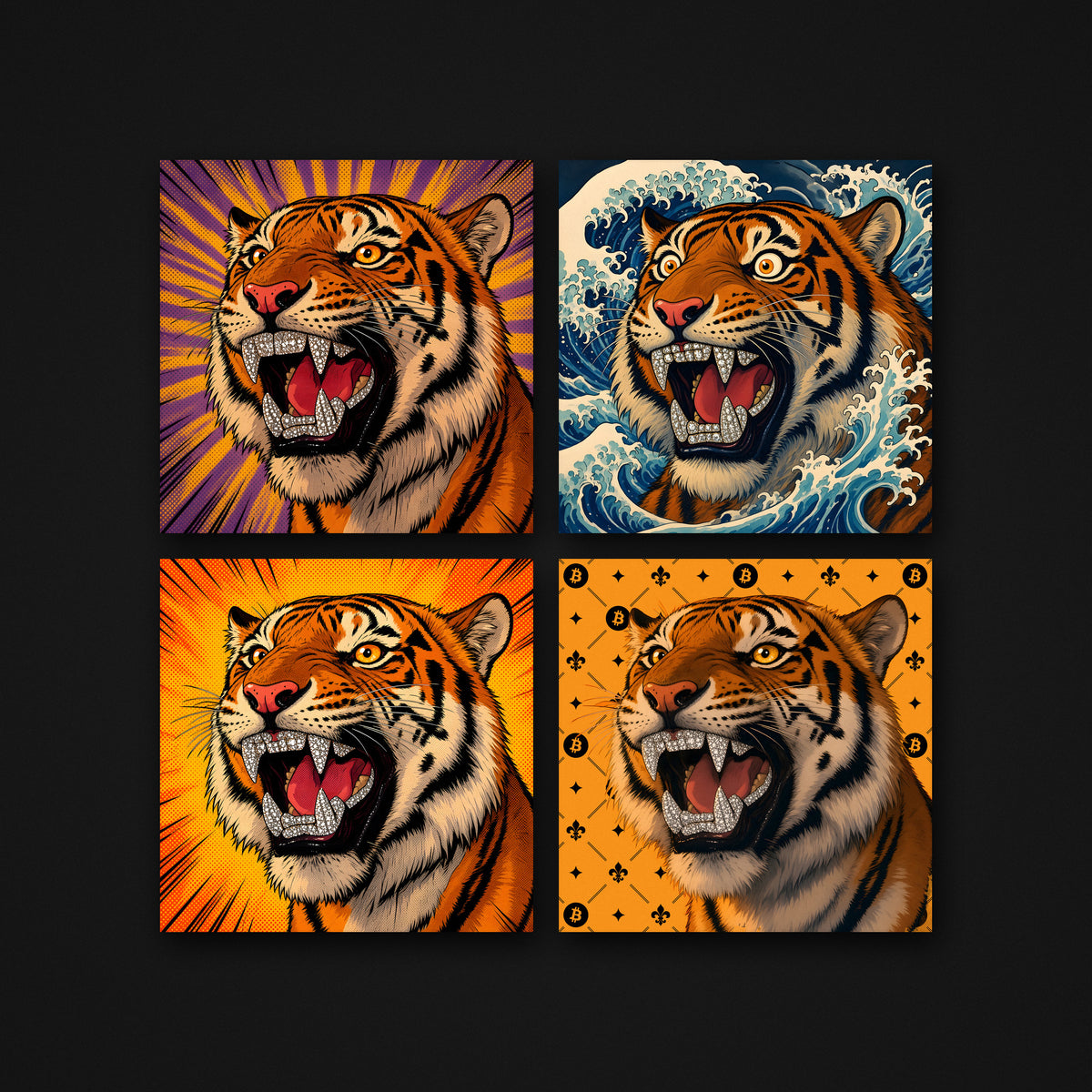 Purple Haze Tiger Canvas, 2x2 grid of the 21 Collection