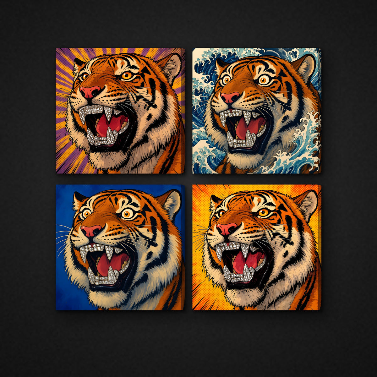Tiger Canvas Collection — 2×2 Warhol Grid